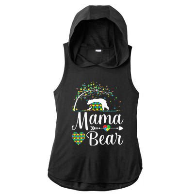 Autism Awareness Mama And Bear Support Autistic Autism Mom Ladies PosiCharge Tri-Blend Wicking Draft Hoodie Tank