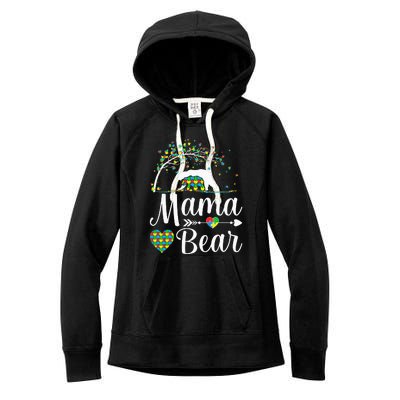 Autism Awareness Mama And Bear Support Autistic Autism Mom Women's Fleece Hoodie