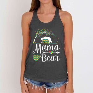 Autism Awareness Mama And Bear Support Autistic Autism Mom Women's Knotted Racerback Tank