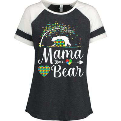 Autism Awareness Mama And Bear Support Autistic Autism Mom Enza Ladies Jersey Colorblock Tee