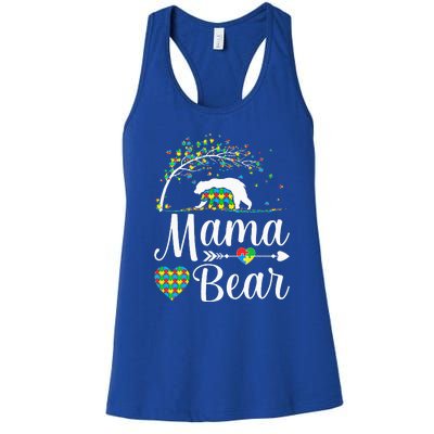 Autism Awareness Mama And Bear Support Autistic Autism Mom Women's Racerback Tank