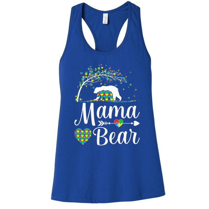 Autism Awareness Mama And Bear Support Autistic Autism Mom Women's Racerback Tank