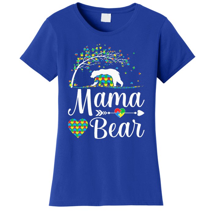 Autism Awareness Mama And Bear Support Autistic Autism Mom Women's T-Shirt