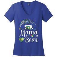 Autism Awareness Mama And Bear Support Autistic Autism Mom Women's V-Neck T-Shirt