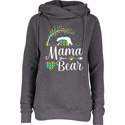 Autism Awareness Mama And Bear Support Autistic Autism Mom Womens Funnel Neck Pullover Hood