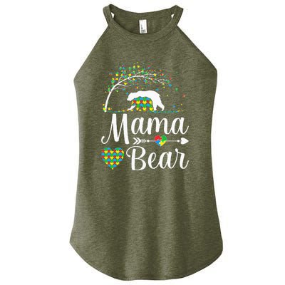 Autism Awareness Mama And Bear Support Autistic Autism Mom Women's Perfect Tri Rocker Tank