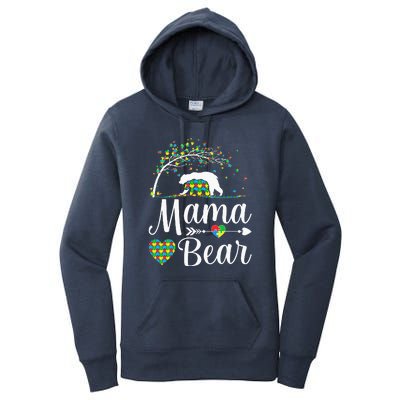 Autism Awareness Mama And Bear Support Autistic Autism Mom Women's Pullover Hoodie