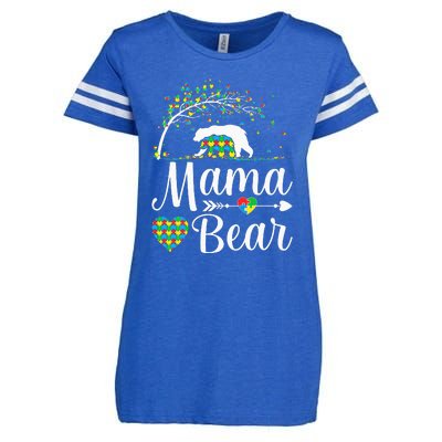 Autism Awareness Mama And Bear Support Autistic Autism Mom Enza Ladies Jersey Football T-Shirt