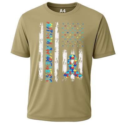 Autism Awareness Mom Dad USA flag Autistic Awareness Autism Cooling Performance Crew T-Shirt