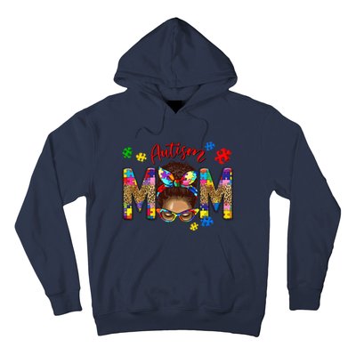 Autism Awareness Mom Autism Messy Bun Melanin Hoodie