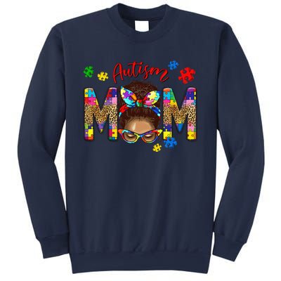 Autism Awareness Mom Autism Messy Bun Melanin Sweatshirt