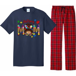 Autism Awareness Mom Autism Messy Bun Melanin Pajama Set