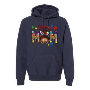 Autism Awareness Mom Autism Messy Bun Melanin Premium Hoodie