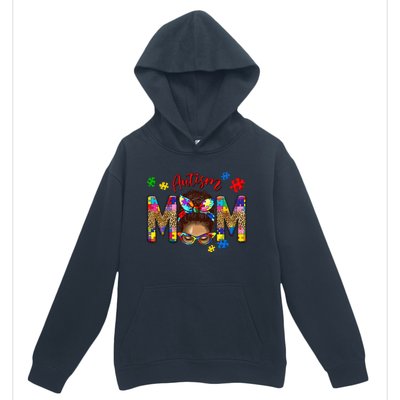 Autism Awareness Mom Autism Messy Bun Melanin Urban Pullover Hoodie