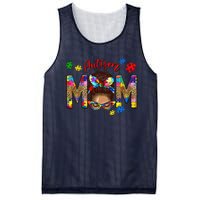 Autism Awareness Mom Autism Messy Bun Melanin Mesh Reversible Basketball Jersey Tank