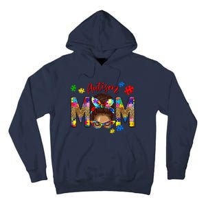 Autism Awareness Mom Autism Messy Bun Melanin Tall Hoodie