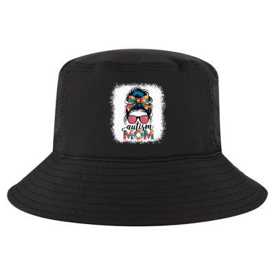 Autism Awareness Messy Bun Autism Mom Coquette Bow Puzzle Cool Comfort Performance Bucket Hat