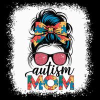 Autism Awareness Messy Bun Autism Mom Coquette Bow Puzzle Cooling Performance Crew T-Shirt