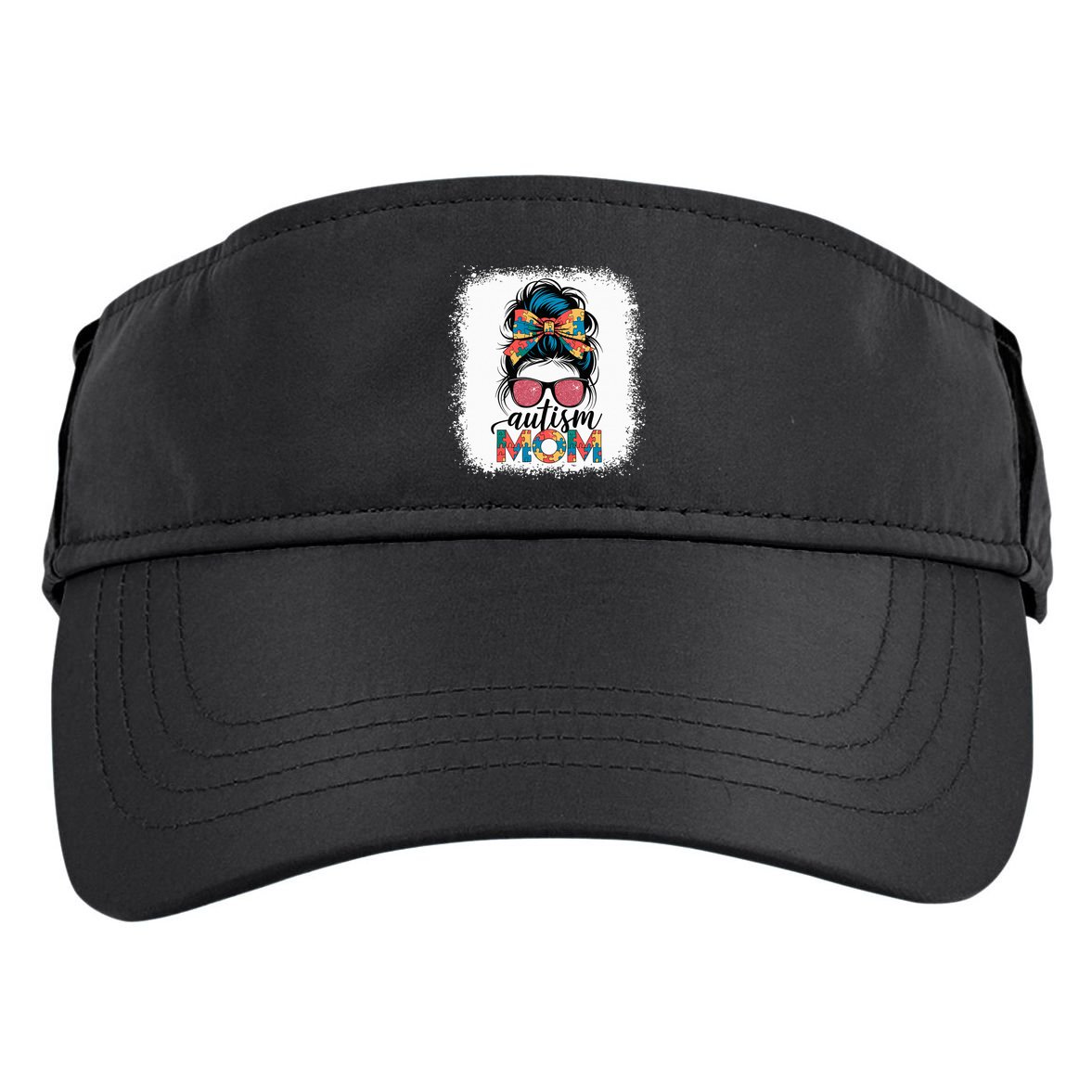 Autism Awareness Messy Bun Autism Mom Coquette Bow Puzzle Adult Drive Performance Visor