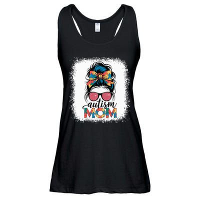 Autism Awareness Messy Bun Autism Mom Coquette Bow Puzzle Ladies Essential Flowy Tank