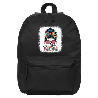 Autism Awareness Messy Bun Autism Mom Coquette Bow Puzzle 16 in Basic Backpack