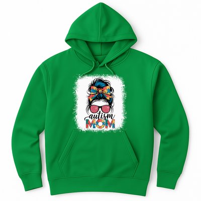 Autism Awareness Messy Bun Autism Mom Coquette Bow Puzzle Hoodie