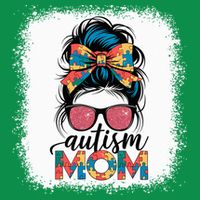 Autism Awareness Messy Bun Autism Mom Coquette Bow Puzzle Sweatshirt