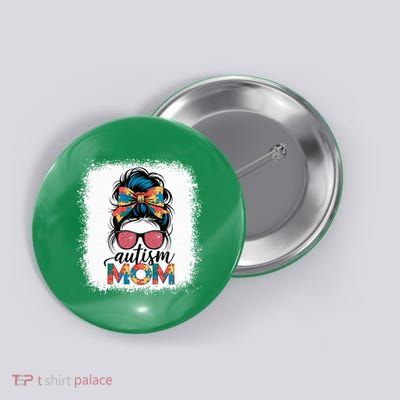 Autism Awareness Messy Bun Autism Mom Coquette Bow Puzzle Button