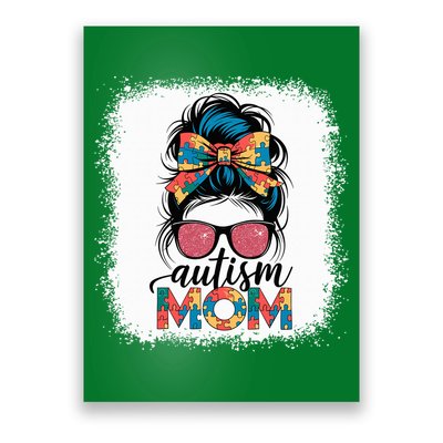 Autism Awareness Messy Bun Autism Mom Coquette Bow Puzzle Poster