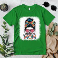 Autism Awareness Messy Bun Autism Mom Coquette Bow Puzzle Premium T-Shirt