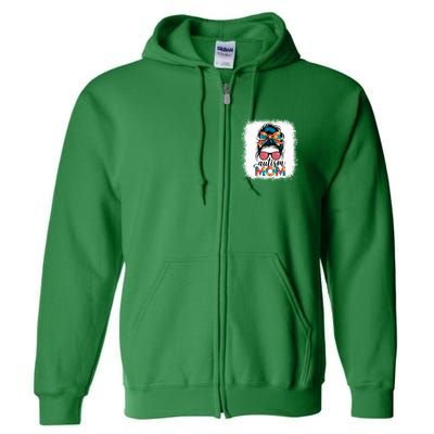 Autism Awareness Messy Bun Autism Mom Coquette Bow Puzzle Full Zip Hoodie