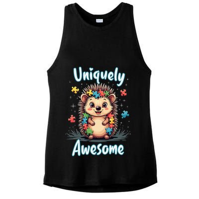 Autism Awareness Month Hedgehog Acceptance Neurodiversity Ladies PosiCharge Tri-Blend Wicking Tank
