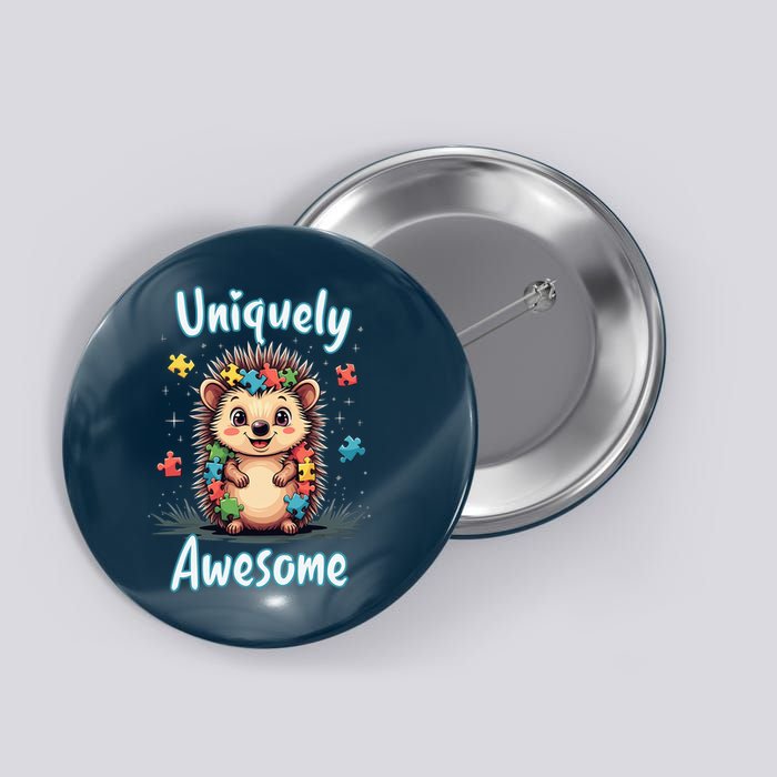 Autism Awareness Month Hedgehog Acceptance Neurodiversity Button