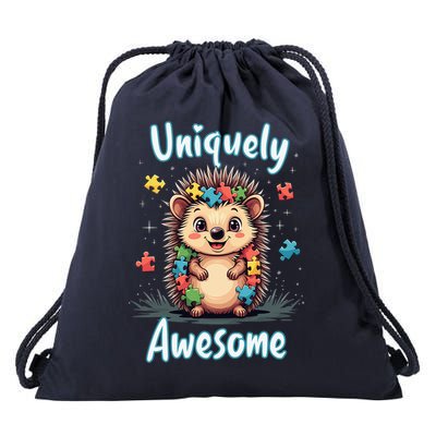 Autism Awareness Month Hedgehog Acceptance Neurodiversity Drawstring Bag