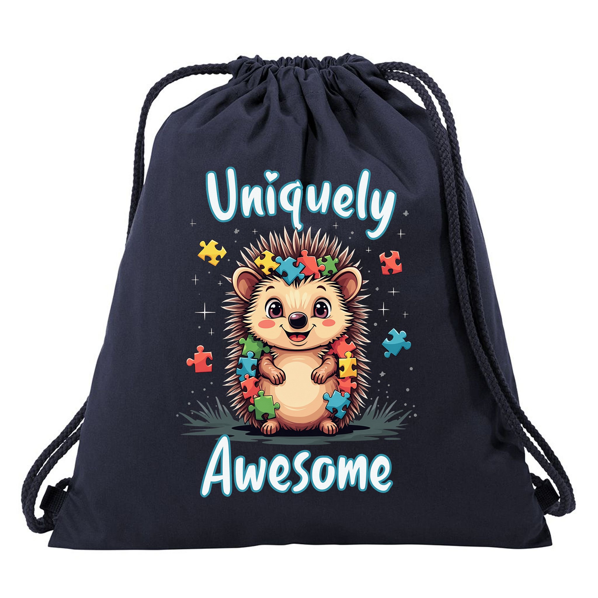 Autism Awareness Month Hedgehog Acceptance Neurodiversity Drawstring Bag