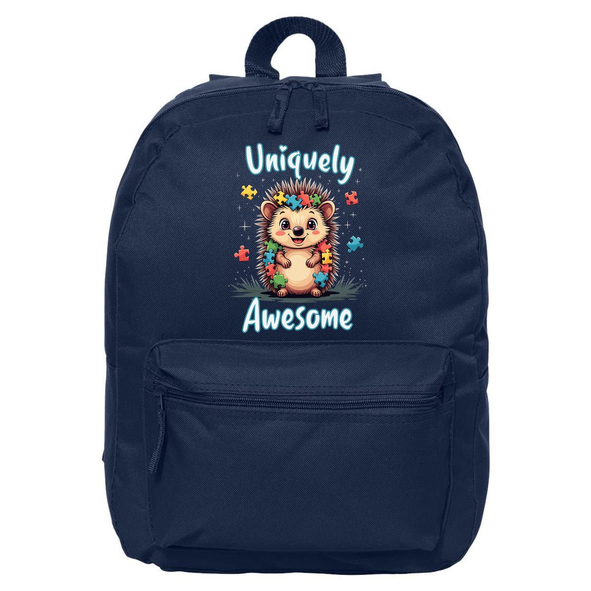 Autism Awareness Month Hedgehog Acceptance Neurodiversity 16 in Basic Backpack