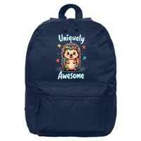 Autism Awareness Month Hedgehog Acceptance Neurodiversity 16 in Basic Backpack