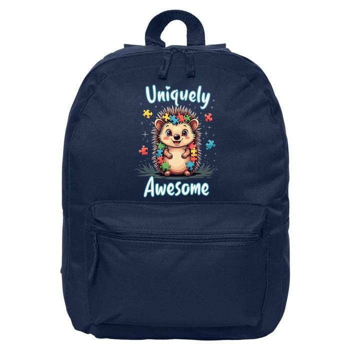 Autism Awareness Month Hedgehog Acceptance Neurodiversity 16 in Basic Backpack
