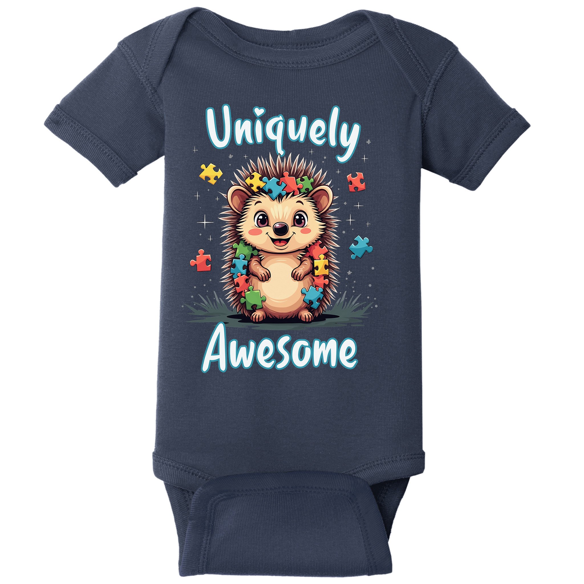 Autism Awareness Month Hedgehog Acceptance Neurodiversity Baby Bodysuit