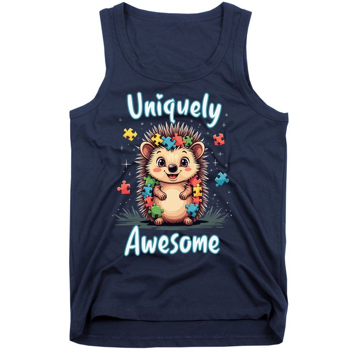 Autism Awareness Month Hedgehog Acceptance Neurodiversity Tank Top