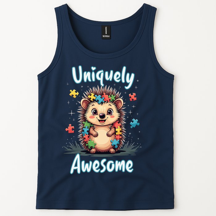 Autism Awareness Month Hedgehog Acceptance Neurodiversity Tank Top