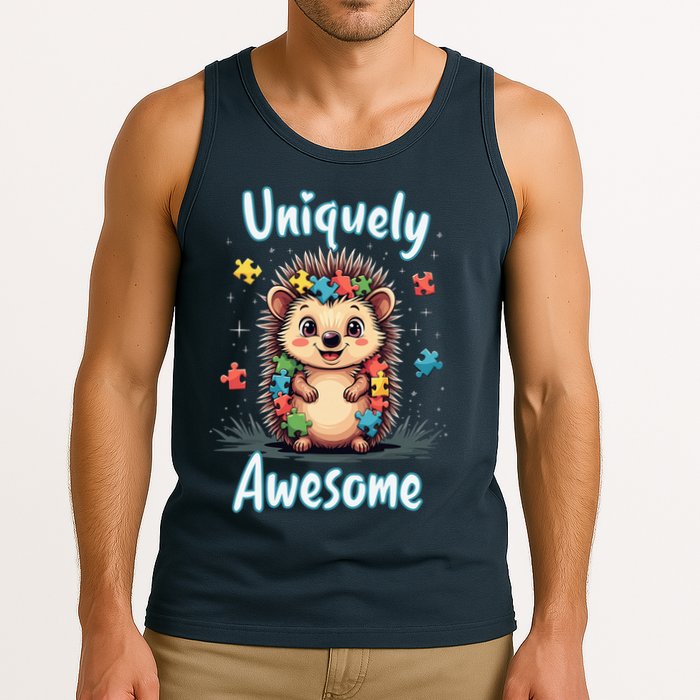 Autism Awareness Month Hedgehog Acceptance Neurodiversity Tank Top