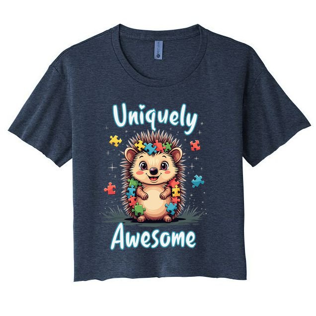 Autism Awareness Month Hedgehog Acceptance Neurodiversity Crop Top