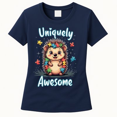 Autism Awareness Month Hedgehog Acceptance Neurodiversity Womens T-Shirt