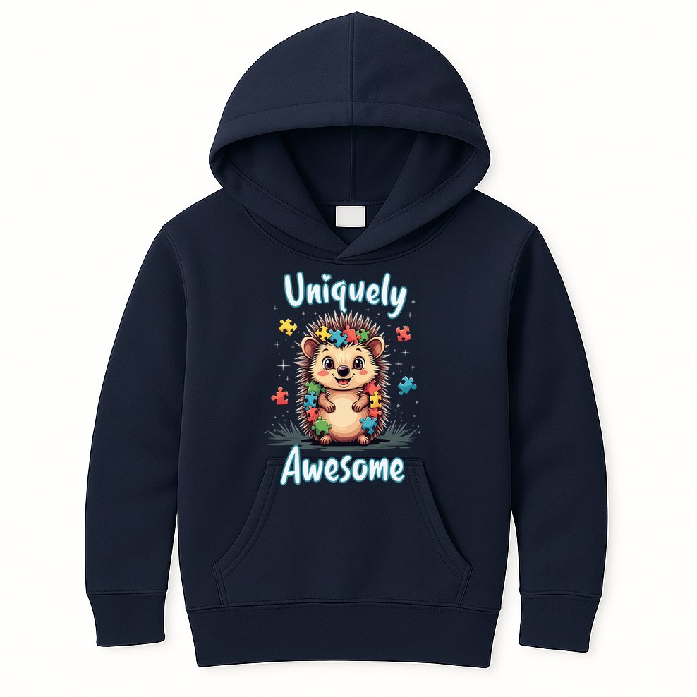 Autism Awareness Month Hedgehog Acceptance Neurodiversity Kids Hoodie