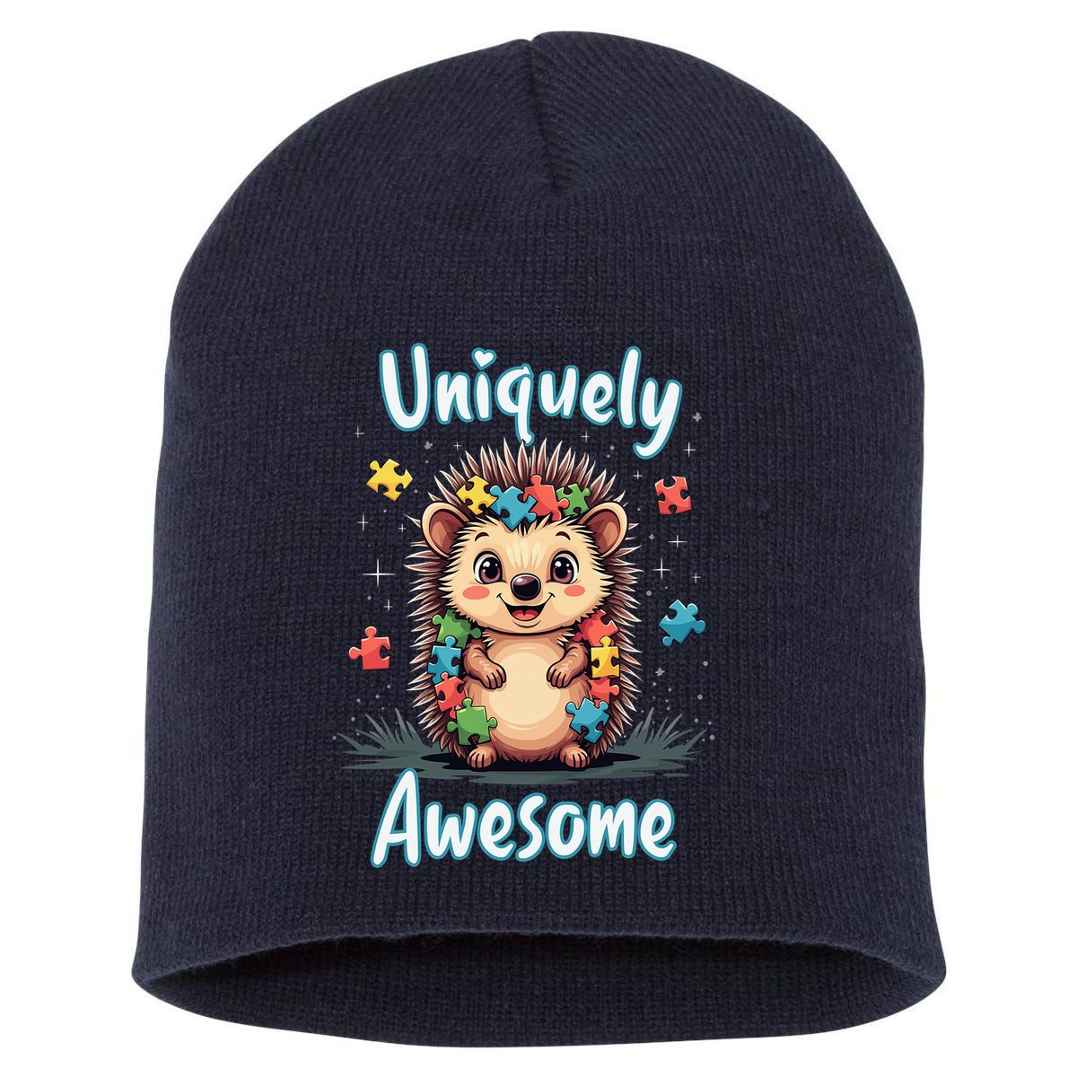 Autism Awareness Month Hedgehog Acceptance Neurodiversity Short Acrylic Beanie