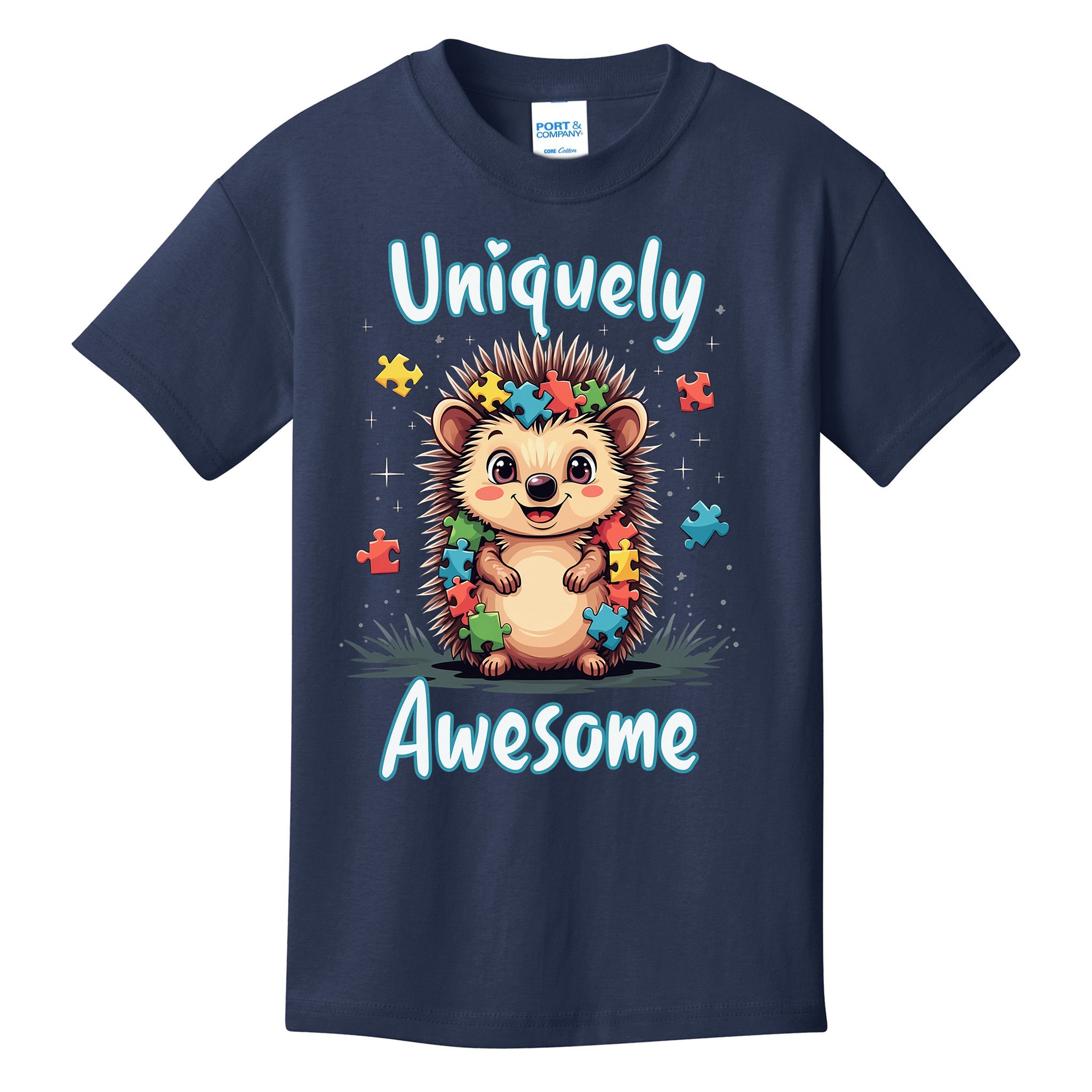 Autism Awareness Month Hedgehog Acceptance Neurodiversity Kids T-Shirt
