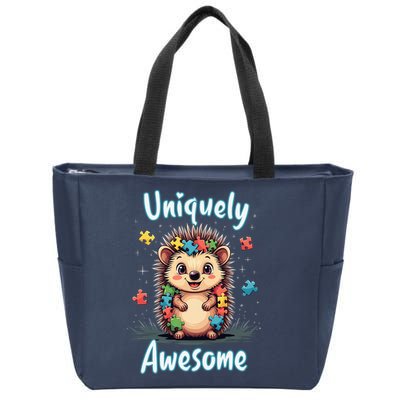 Autism Awareness Month Hedgehog Acceptance Neurodiversity Zip Tote Bag