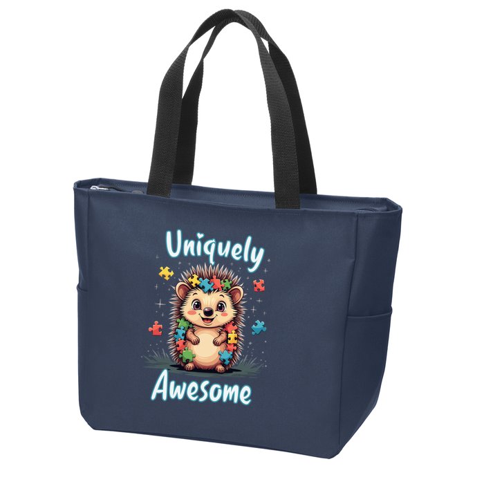 Autism Awareness Month Hedgehog Acceptance Neurodiversity Zip Tote Bag