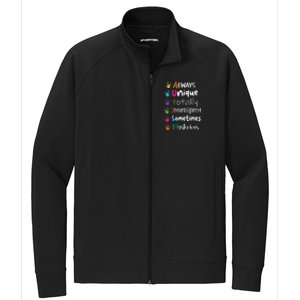 Autism Awareness Mom Autism Always Unique Intelligent Stretch Full-Zip Cadet Jacket